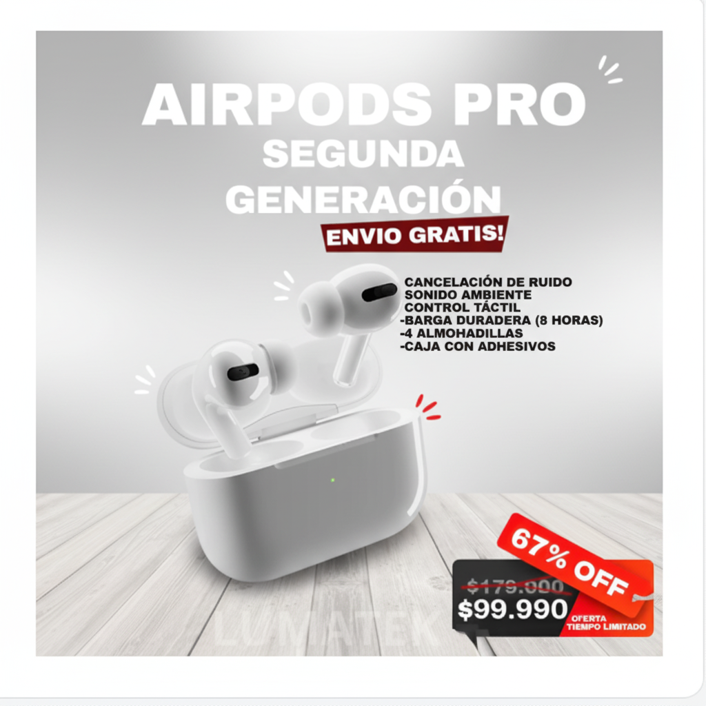 AIRPODS PRO SEGUNDA GENERACION PREMIUN ANC (2025)